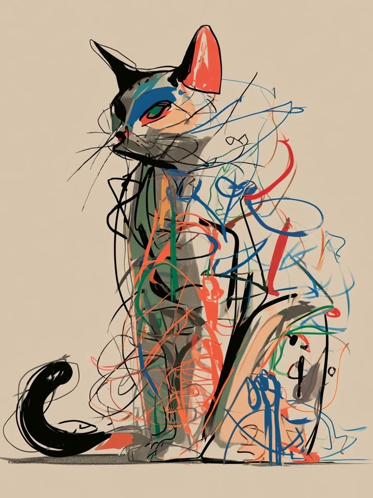 Abstract Cat Illustration Poster. poster — illustration art