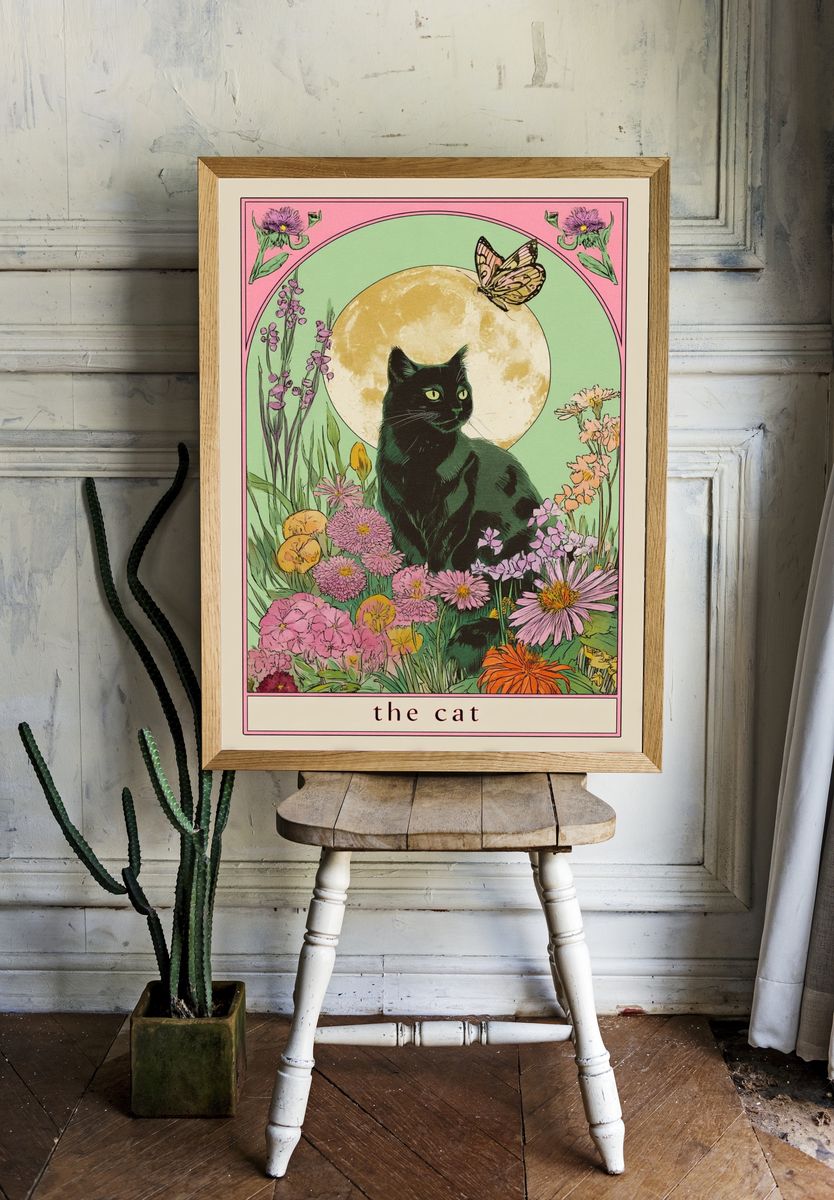 The Cat — Botanical Print. room preview
