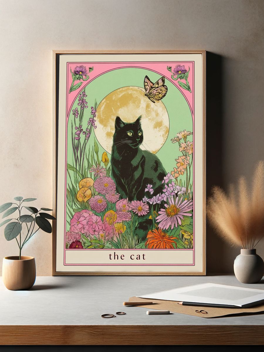 The Cat — Botanical Print. — room view 2