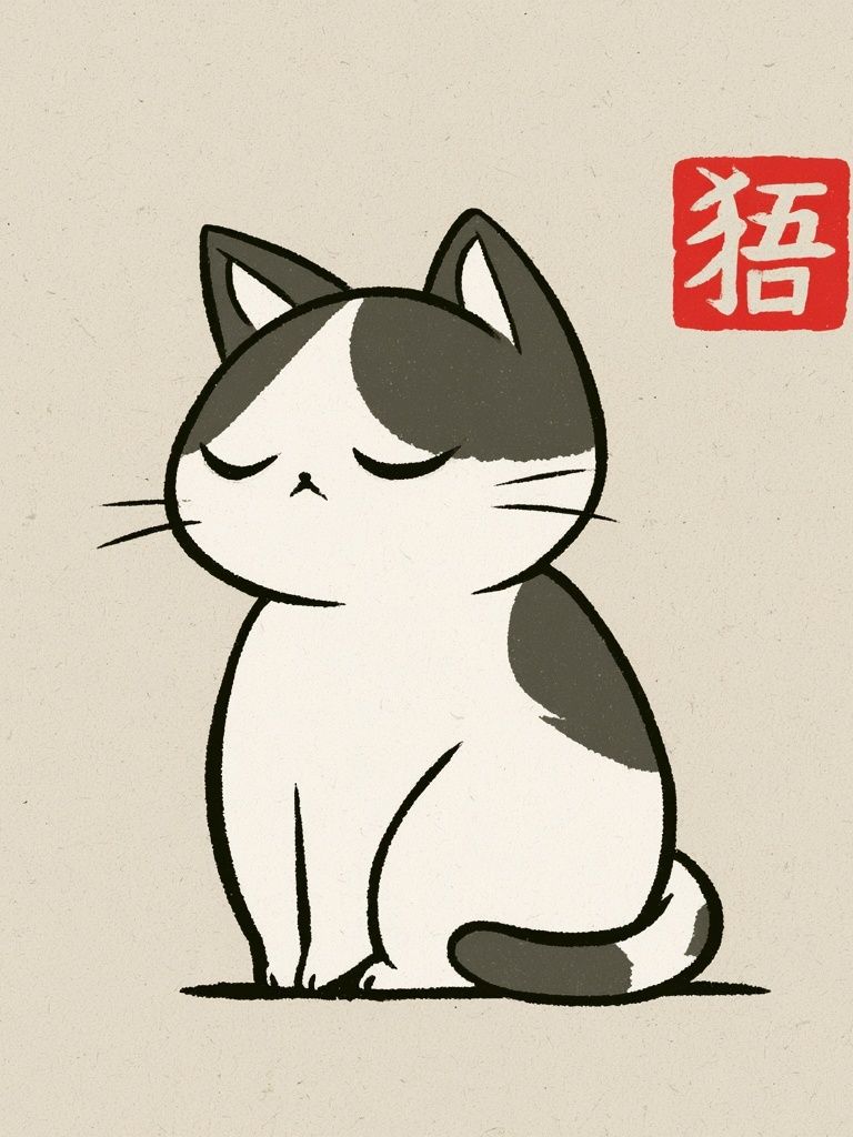 Sleeping Cat Ink Poster. poster — animals art