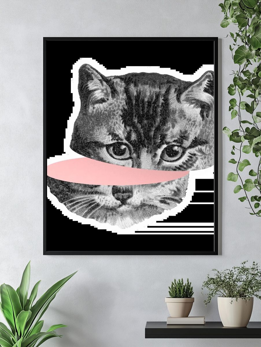 Whimsical Cat Portrait Print. — room view 4