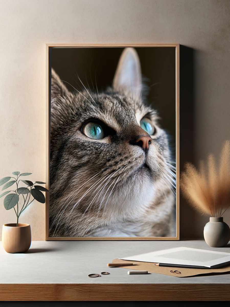Tabby Cat Portrait Poster. — room view 2