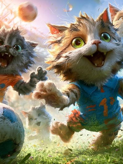 Playful Soccer Cats Illustration Poster. poster