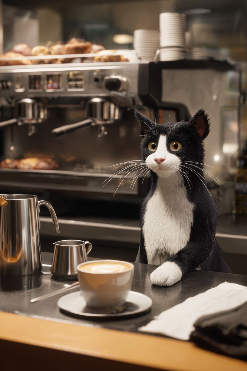 Tuxedo Cat Café Poster. poster — animals art
