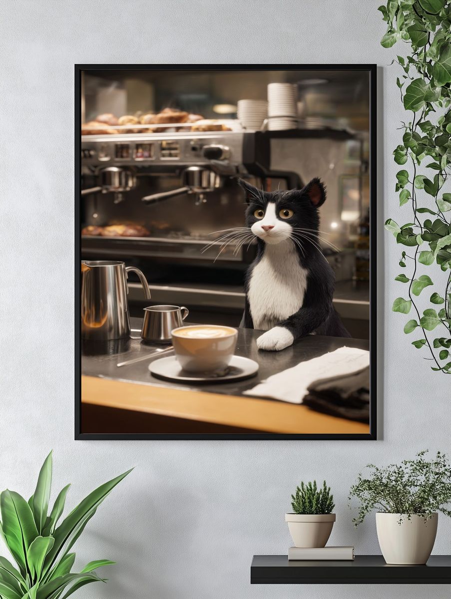 Tuxedo Cat Café Poster. — room view 4