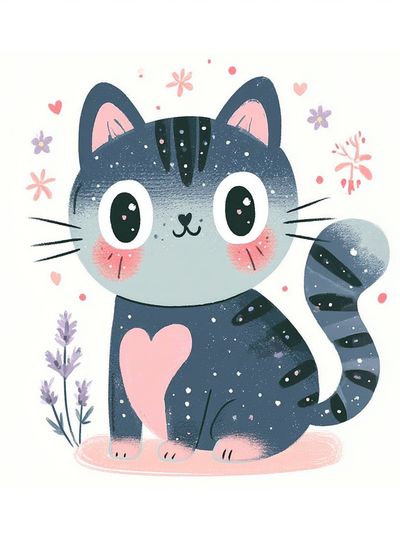 Cute Cat Illustration Poster. poster
