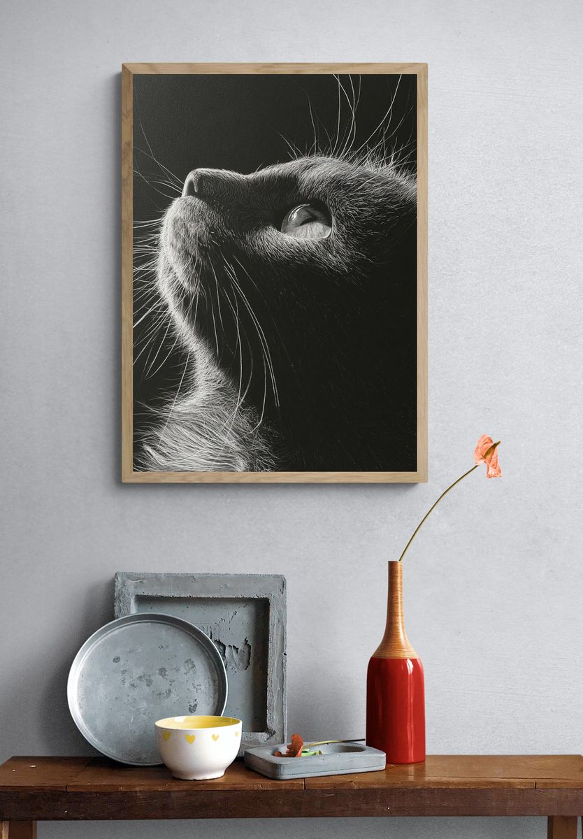 Black Cat Portrait Poster. — room view 3