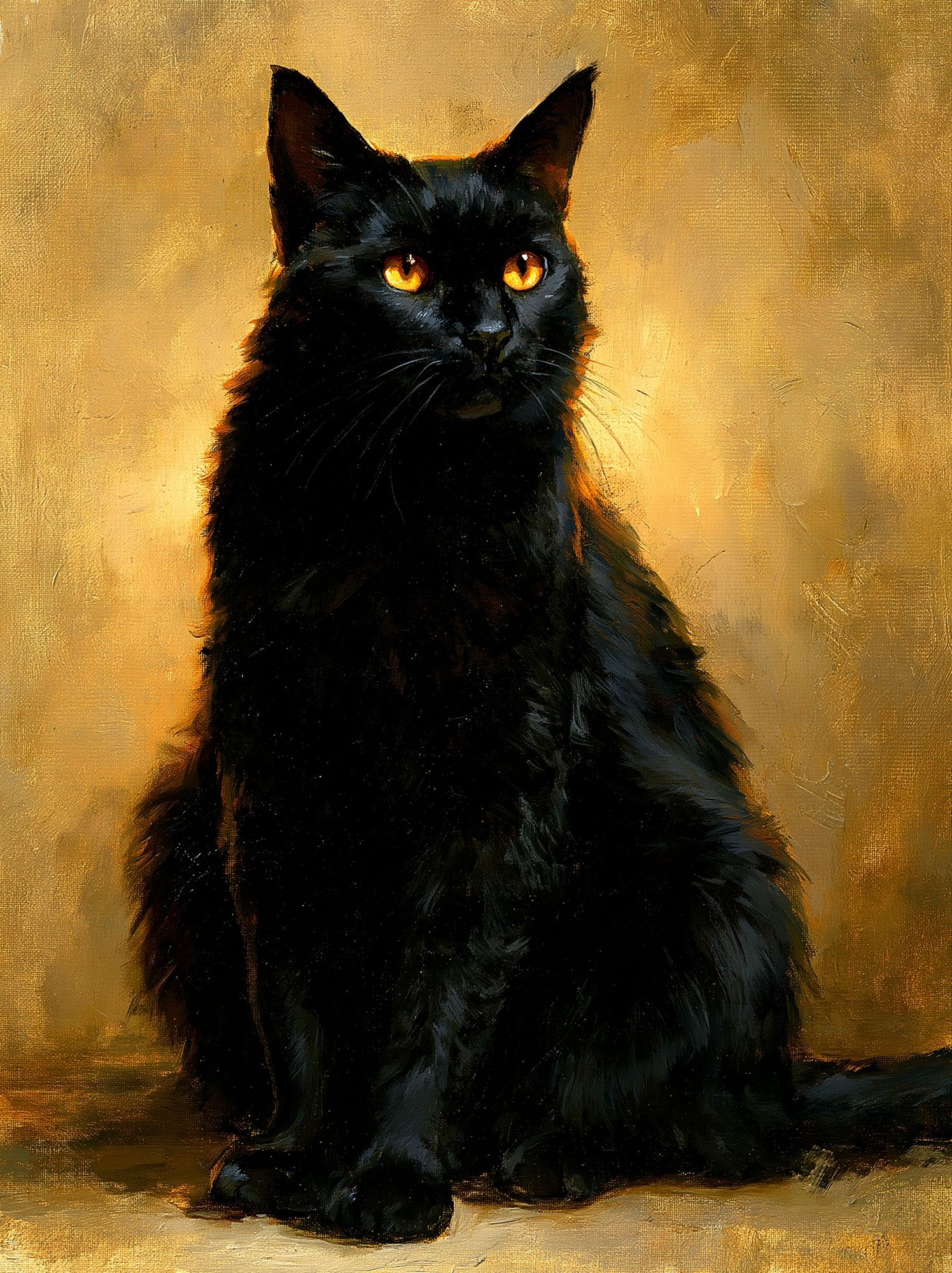 Black Cat Gold Glow Poster. poster — animals art