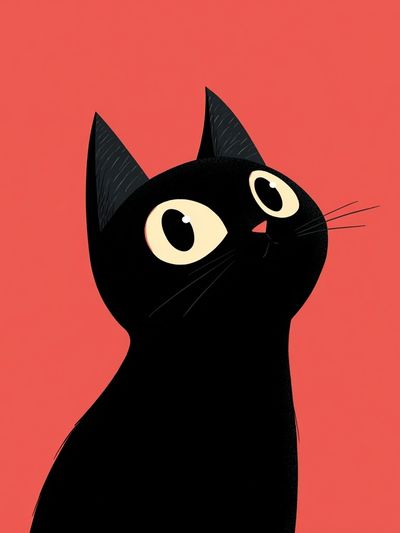 Black Cat Portrait Illustration Poster. poster