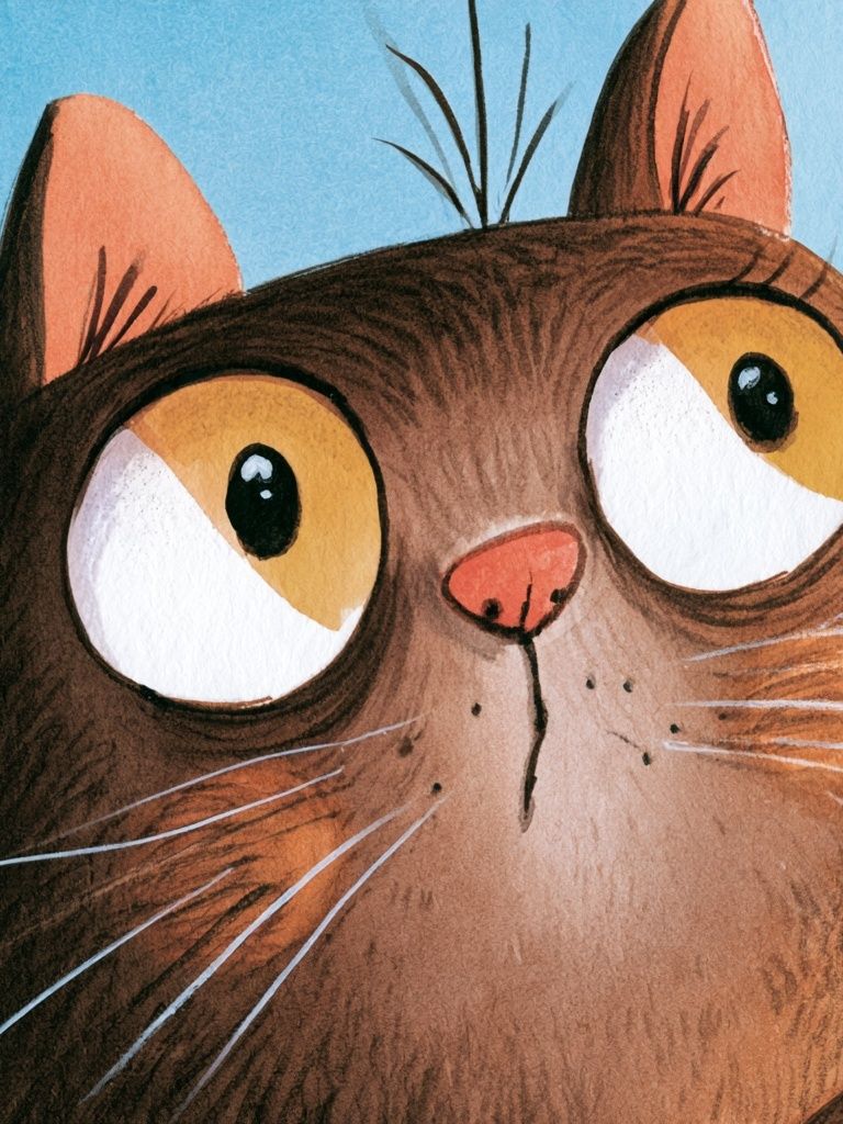 Curious Cat Watercolor Poster. poster detail