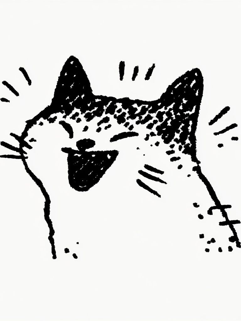 Playful Cat Line Art Poster. poster detail