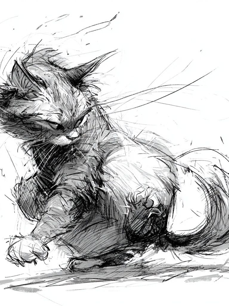 Playful Cat Sketch Poster. poster — animals art