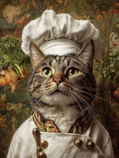 Chef Cat Portrait Print. poster