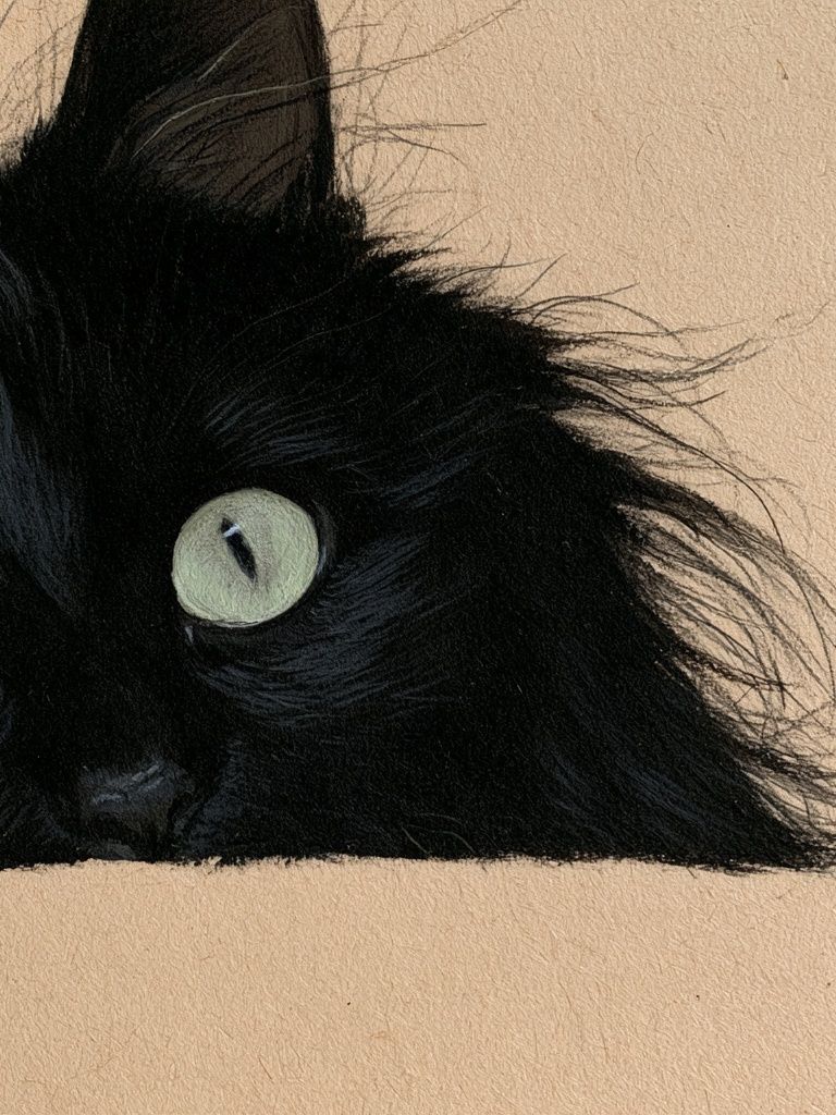 Black Cat Portrait Print. poster detail
