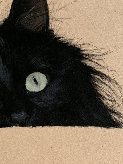 Black Cat Portrait Print. poster