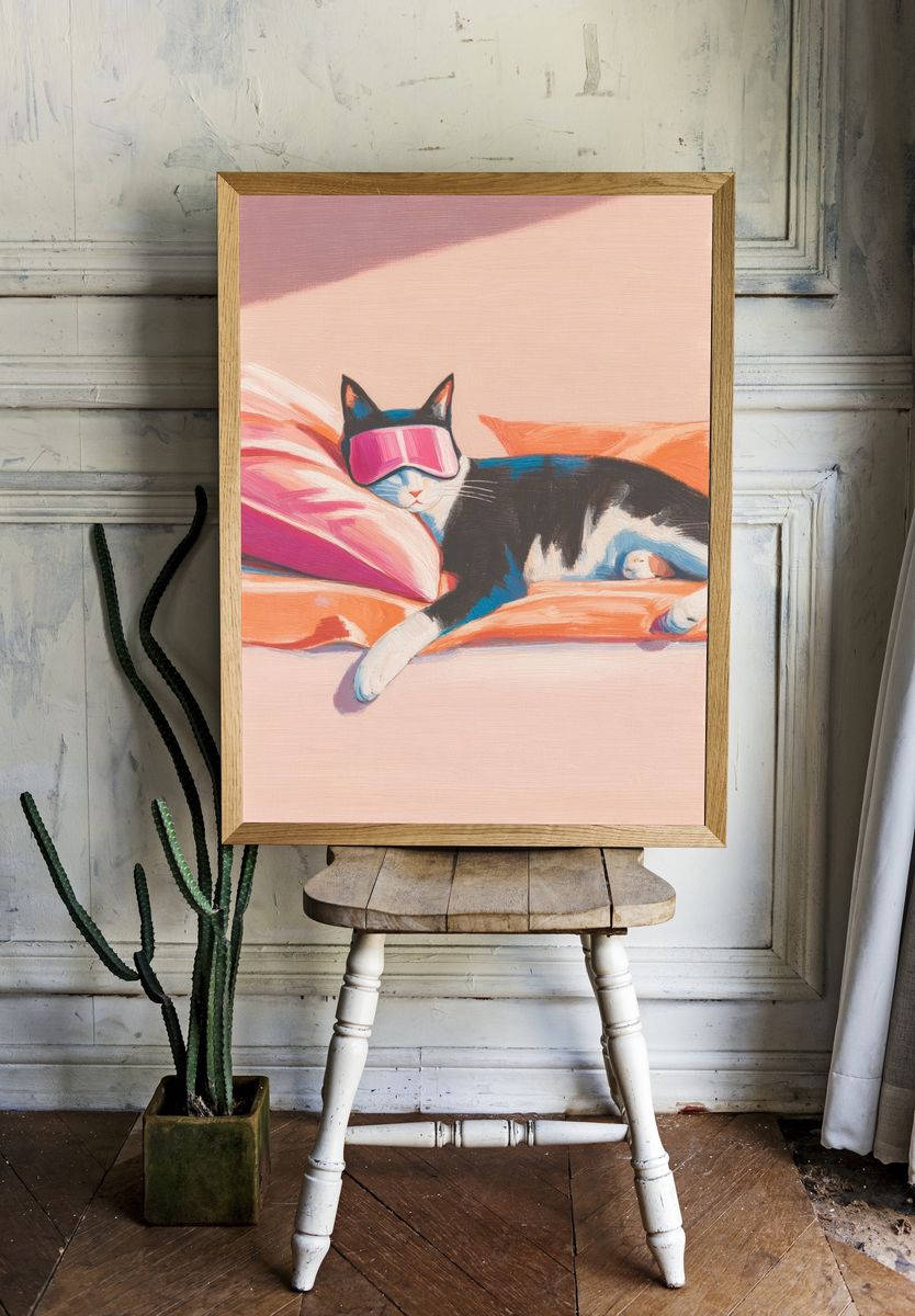 Relaxing Cat — Illustration Print room preview