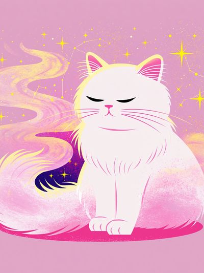 Dreamy Cat Illustration Poster. poster print