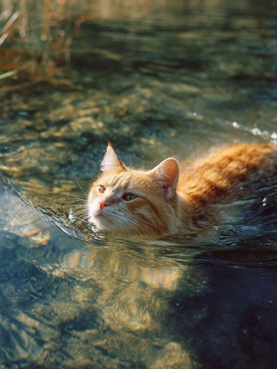 Swimming Cat — Animal Photography Print. poster