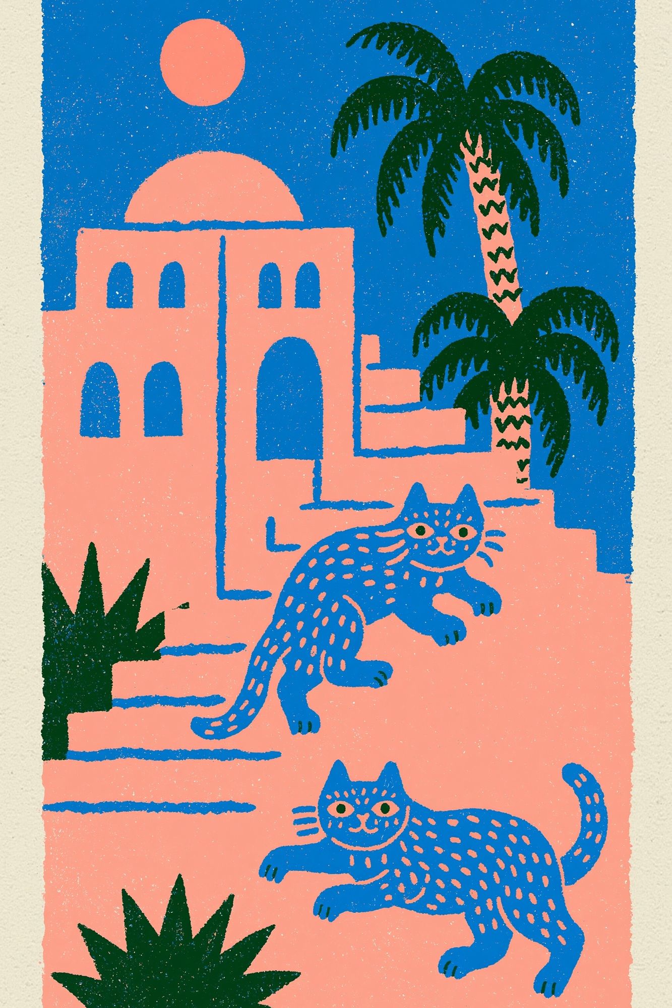Tropical Cats Illustration Poster. poster — animals art