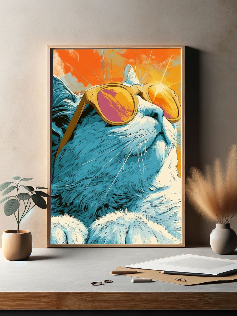 Cool Cat Pop-Art Poster. — room view 2