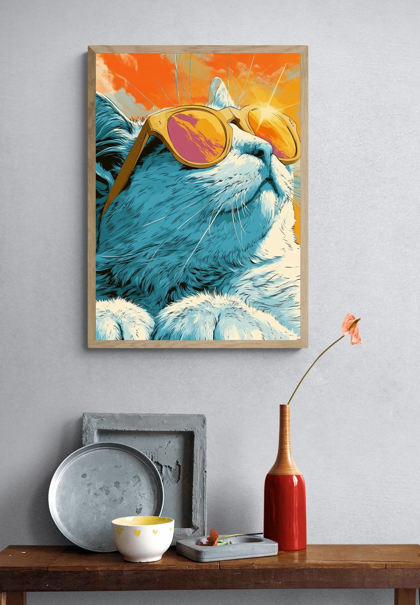 Cool Cat Pop-Art Poster. — room view 3
