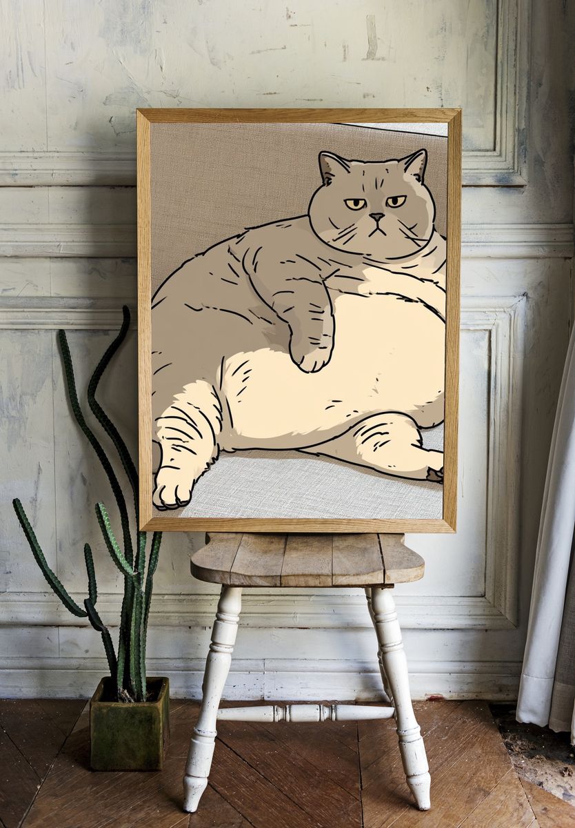 Grumpy Cat Illustration Poster. — room view 1