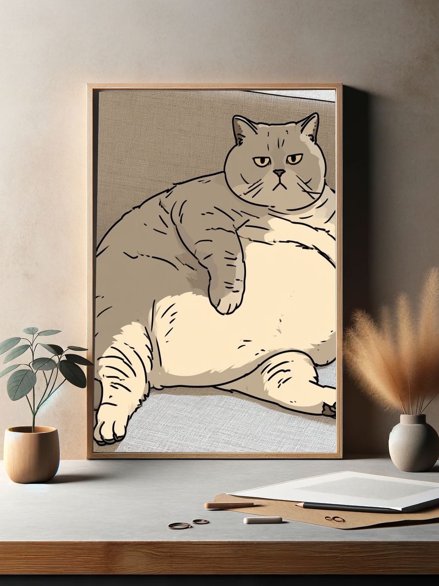 Grumpy Cat Illustration Poster. — room view 2