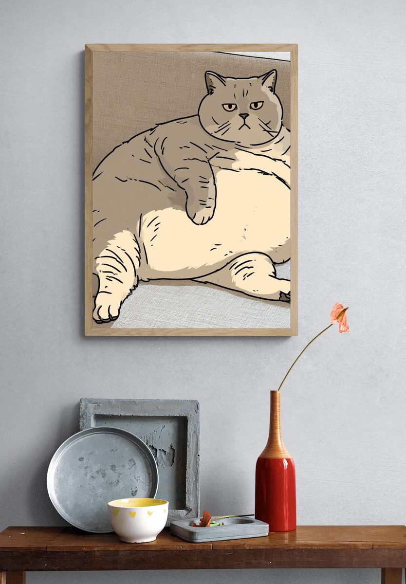 Grumpy Cat Illustration Poster. — room view 3