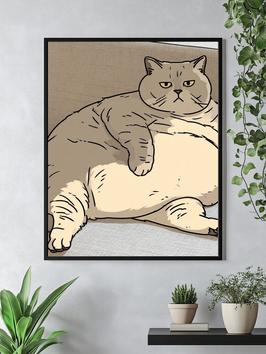 Grumpy Cat Illustration Poster. — room view 4