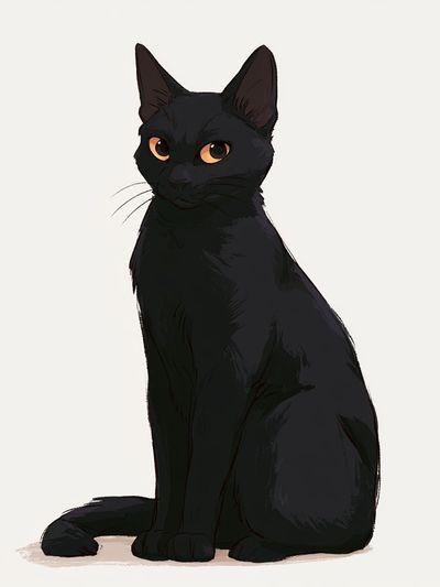 Black Cat Portrait Illustration Poster. poster