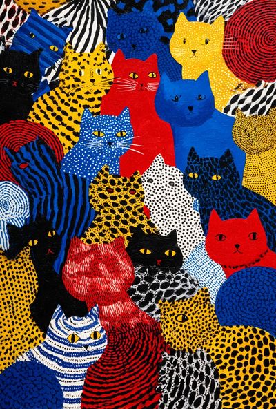 Colorful Cat Pattern Illustration Poster. poster