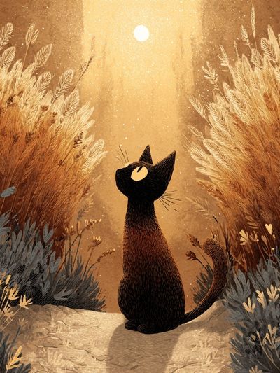 Curious Cat — Illustration Print. poster