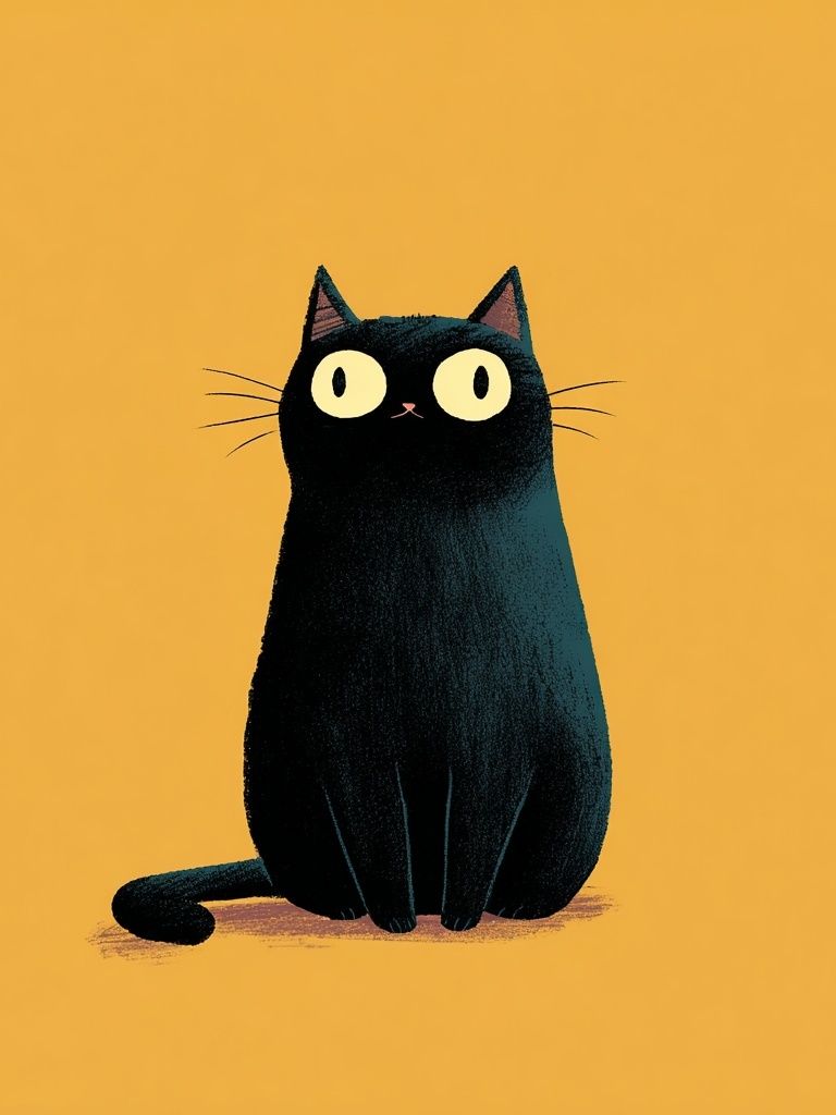 Black Cat — Illustration Print. poster — animals art