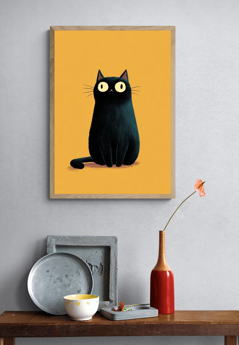 Black Cat — Illustration Print. — room view 3