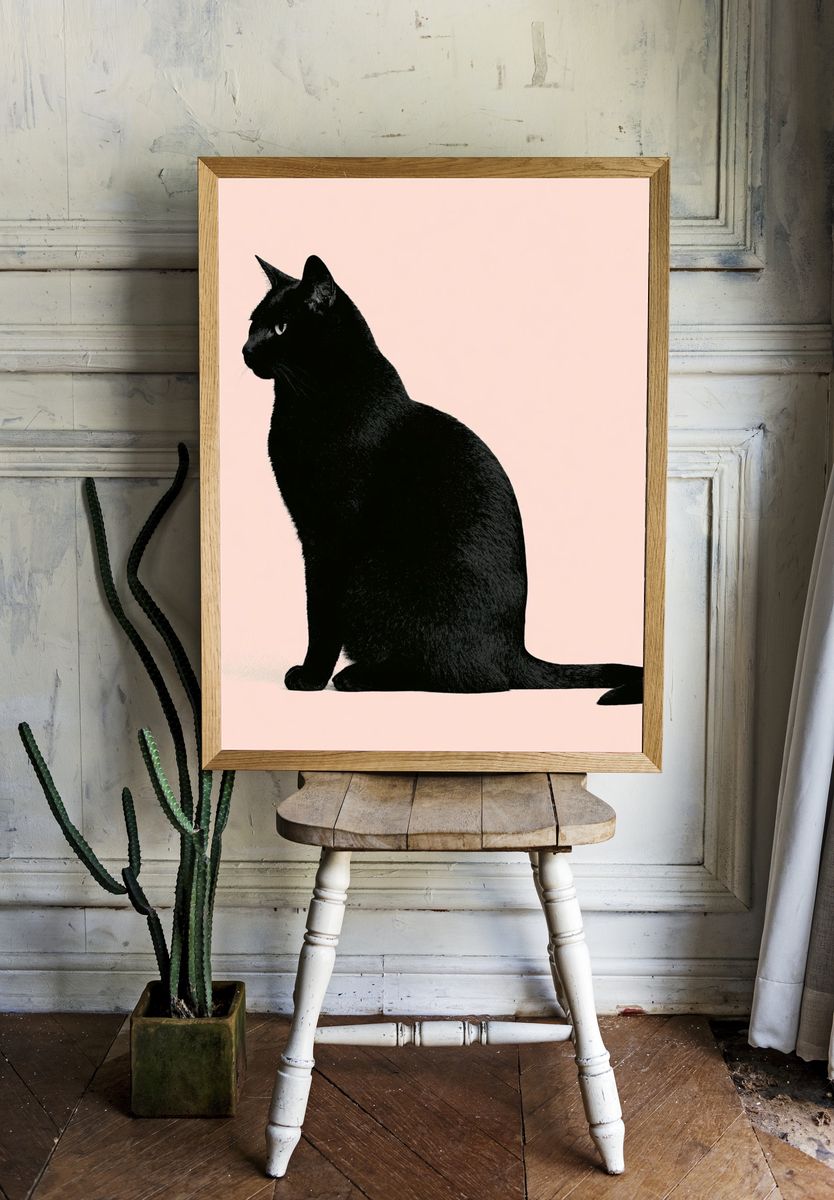 Black Cat Silhouette Poster. — room view 1