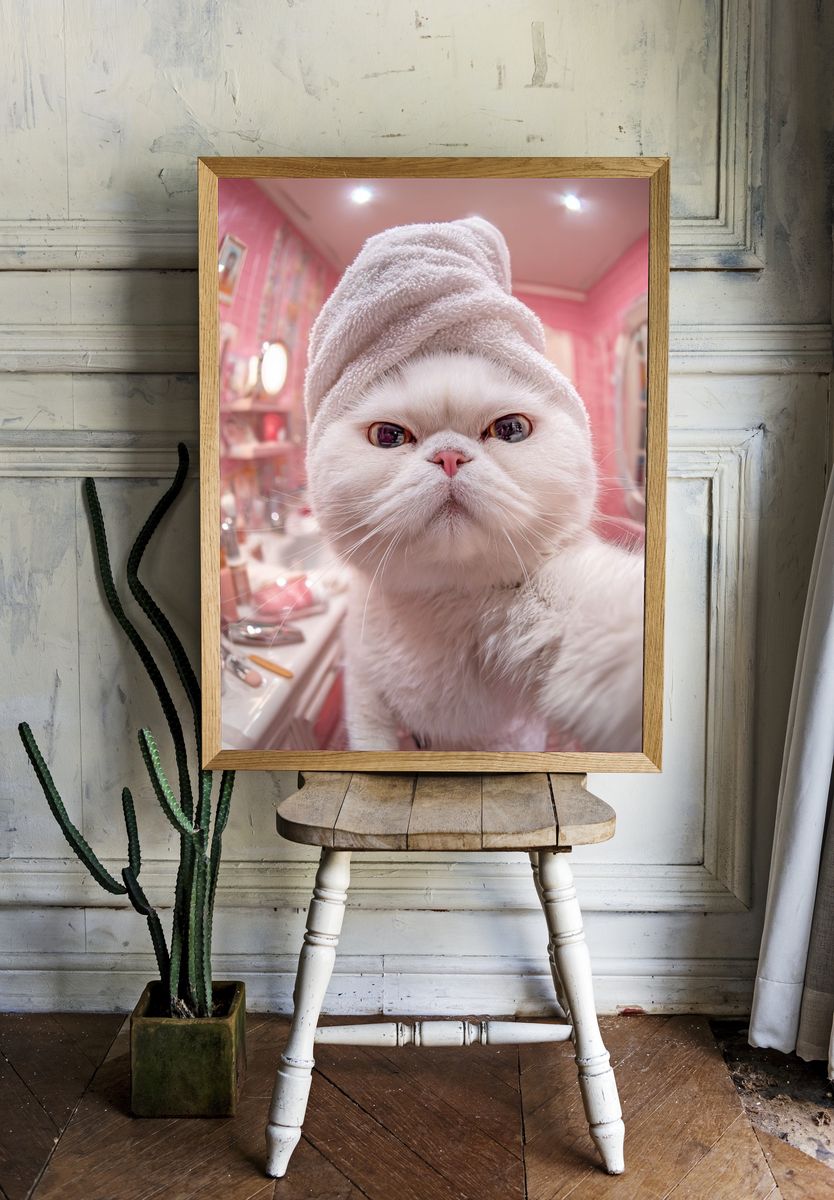 Persian Cat in Spa — Funny Print room preview