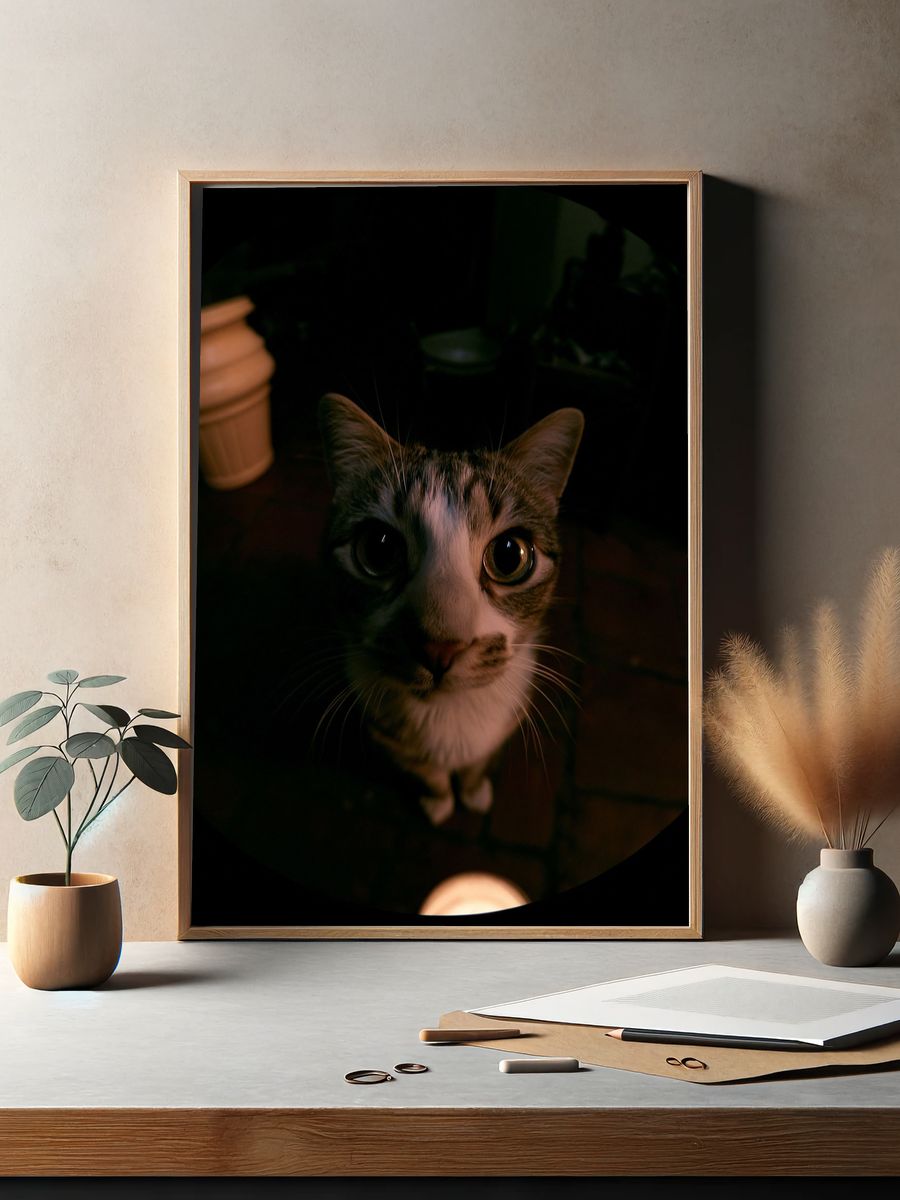 Curious Cat Portrait Photography Poster. — room view 2