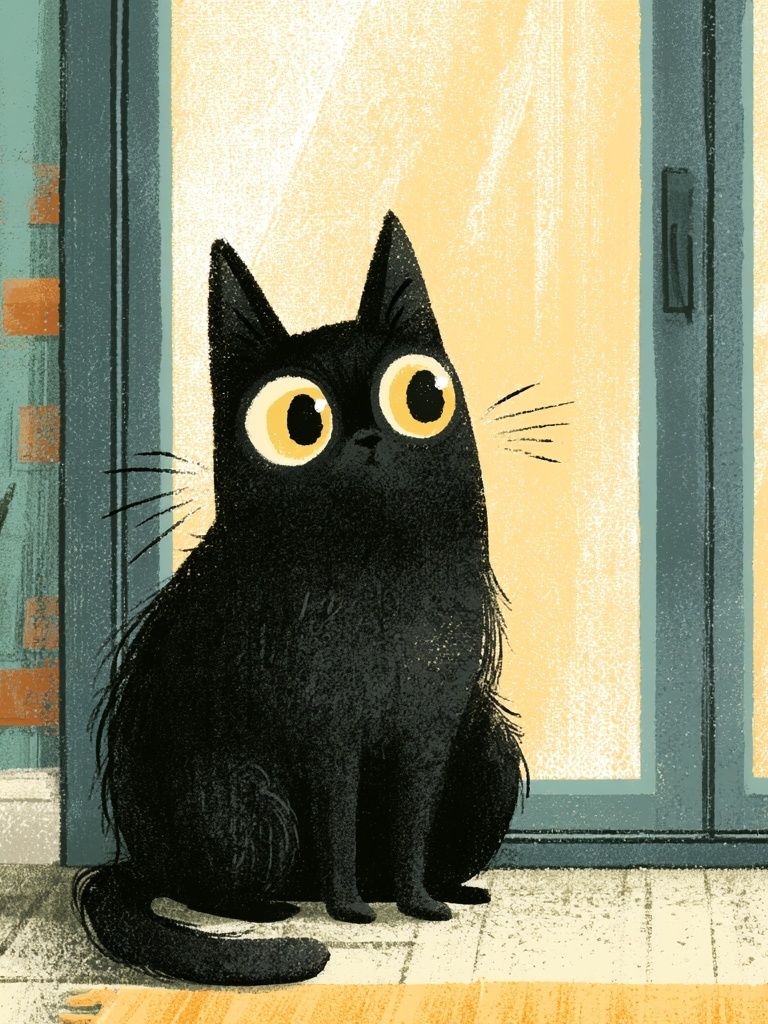 Black Cat Illustration Poster. poster — animals art