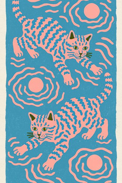 Playful Cats Illustration Poster. poster