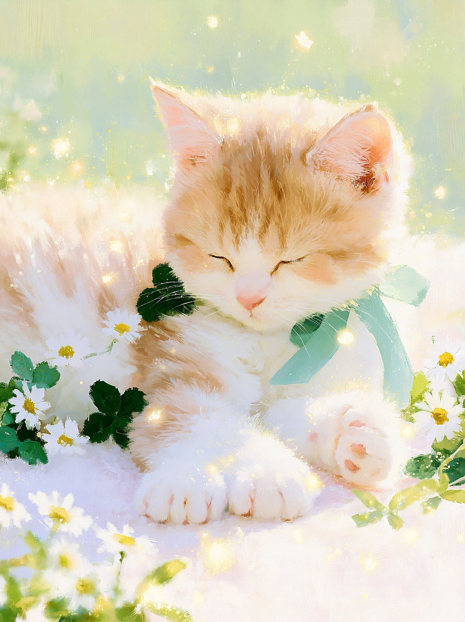 Sleeping Kitten Watercolor Poster. poster — animals art