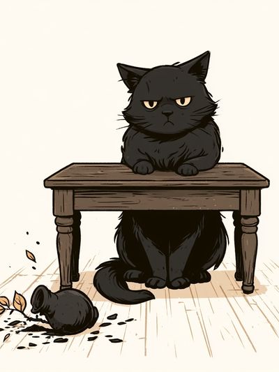 Grumpy Black Cat Illustration Poster. poster