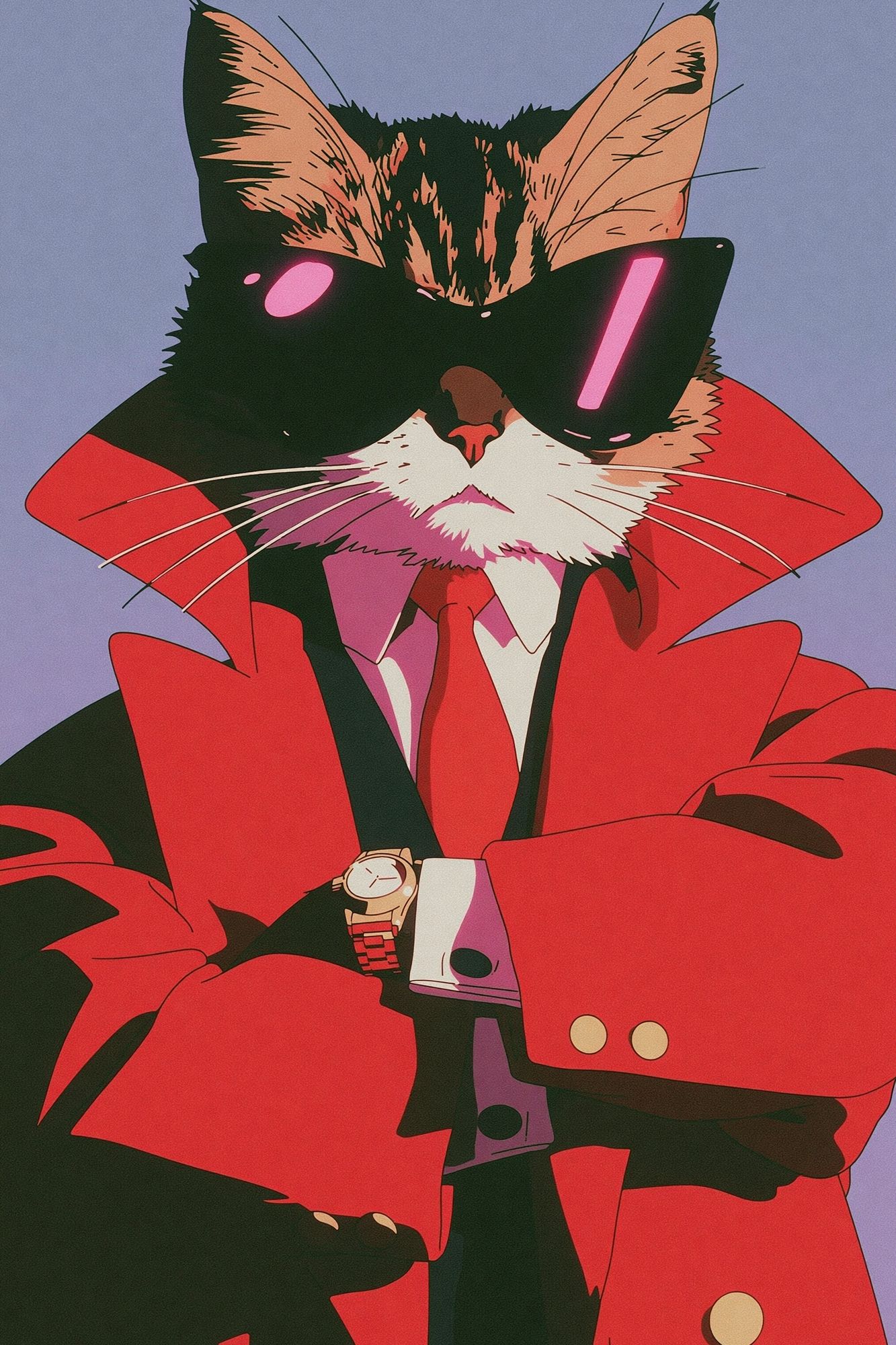 Cool Cat in Red Coat Poster. poster detail
