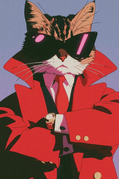 Cool Cat in Red Coat Poster. poster print