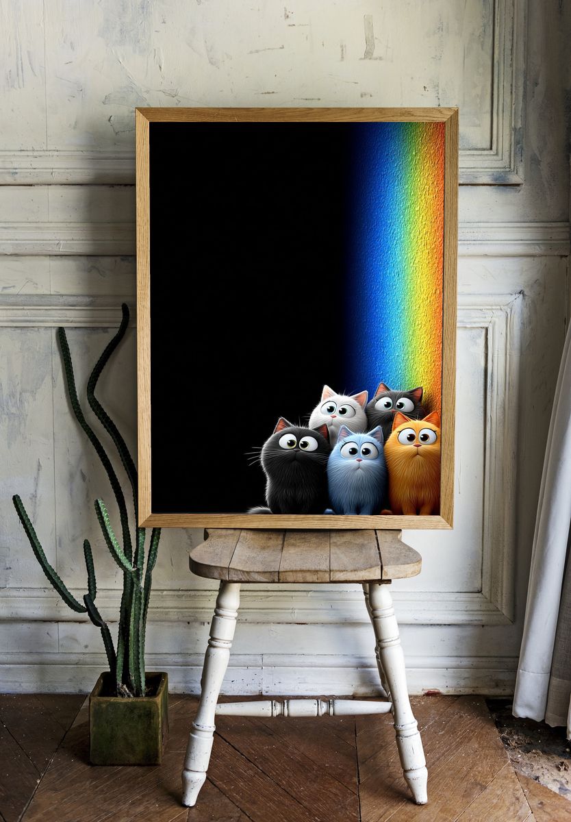 Colorful Cats — Cartoon Print room preview