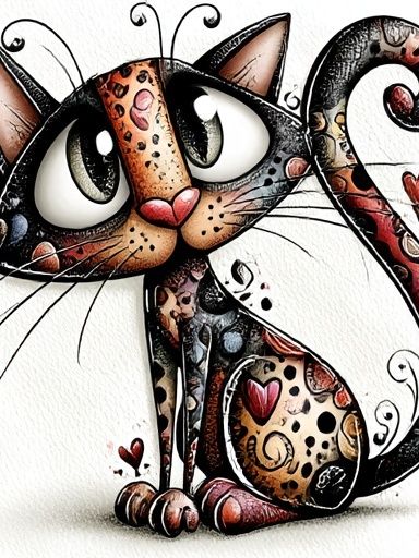 Whimsical Cat Illustration Poster. poster — animals art
