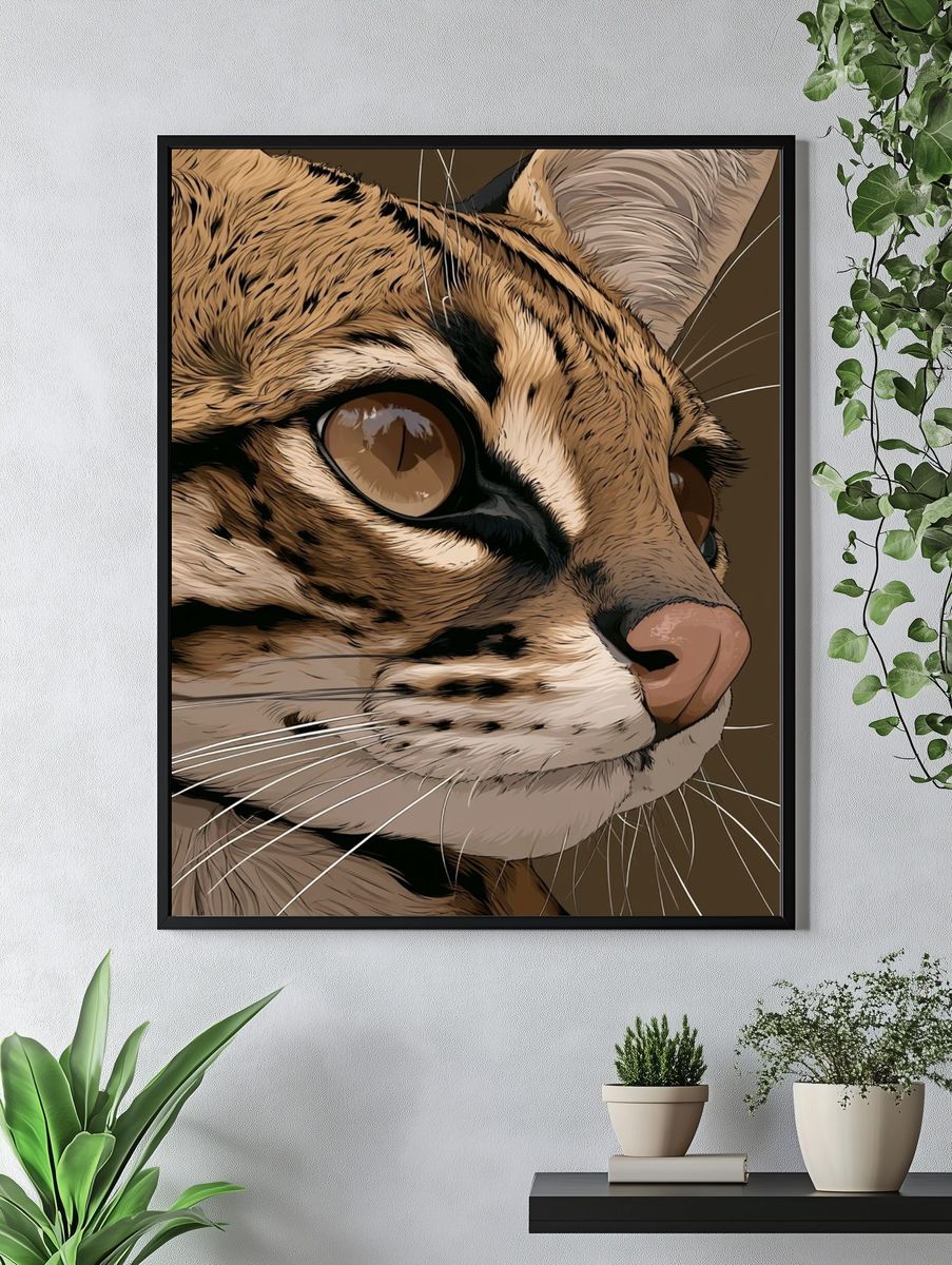 Tabby Cat Portrait Illustration Poster. — room view 4