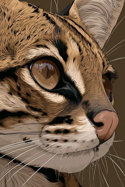 Tabby Cat Portrait Illustration Poster. poster