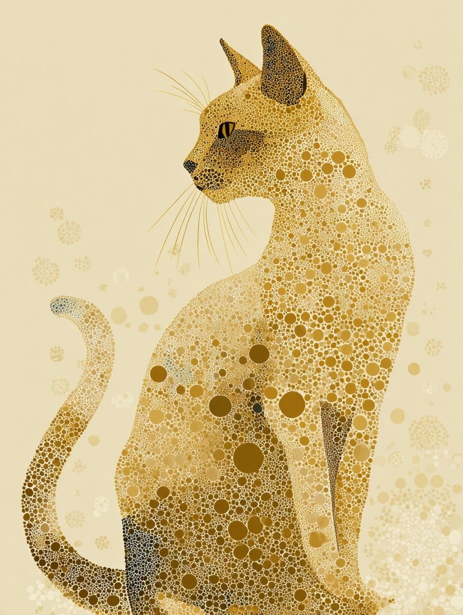 Golden Cat Mosaic Illustration Poster. poster detail