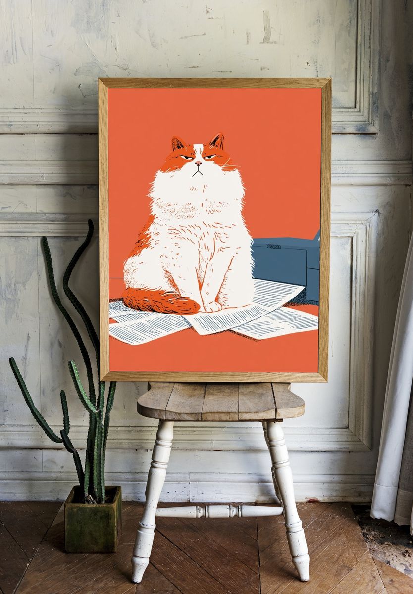 Grumpy Cat Illustration Poster. room preview