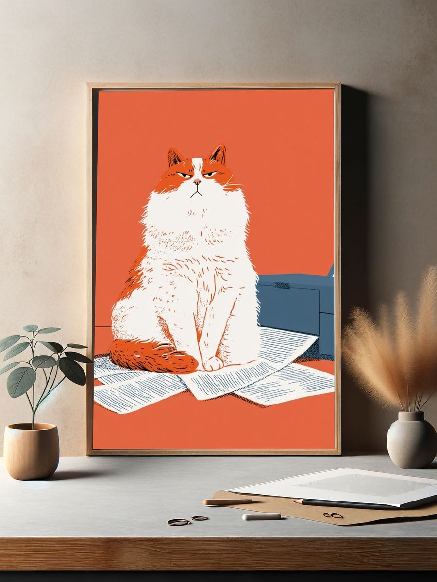 Grumpy Cat Illustration Poster. — room view 2